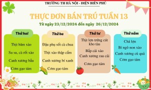 Thực đơn bán trú tuần 13, năm học 2024-2025