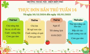Thực đơn bán trú tuần 14, năm học 2024-2025