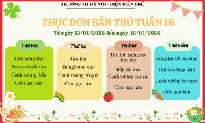 Thực đơn bán trú tuần 16, năm học 2024-2025