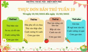 Thực đơn bán trú tuần 19, năm học 2024-2025