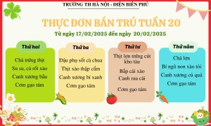 Thực đơn bán trú tuần 20, năm học 2024-2025