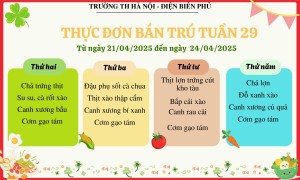 Thực đơn bán trú tuần 29, năm học 2024-2025