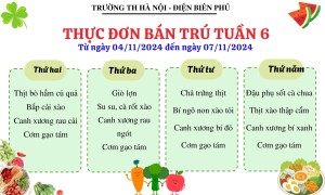 Thực đơn bán trú tuần 6, năm học 2024-2025